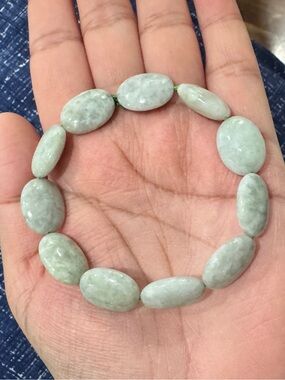 JADE Natural Grade A Icy Light Green Jadeite Jade Bracelet